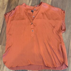 Banana Republic Burnt Orange 100 % Silk Shirt XL